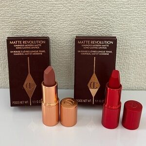 2 PC Charlotte Tilbury Mini Matte Lipsticks Pillow Talk& Hollywood Vixen New